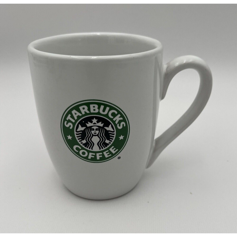 Starbucks 2008 White Barrel Ceramic 10.2 oz Coffee Mug